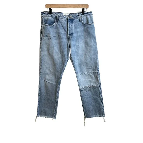 FRAME Le Slouch Caspian Graffati Scribble Print Boyfriend Jeans Size 28 Button - Picture 2 of 9